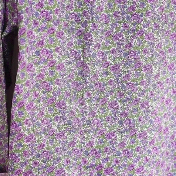 Women's Chaps 100% Cotton No Iron 1X purple floral contrasting cuffs button down - Picture 8 of 13